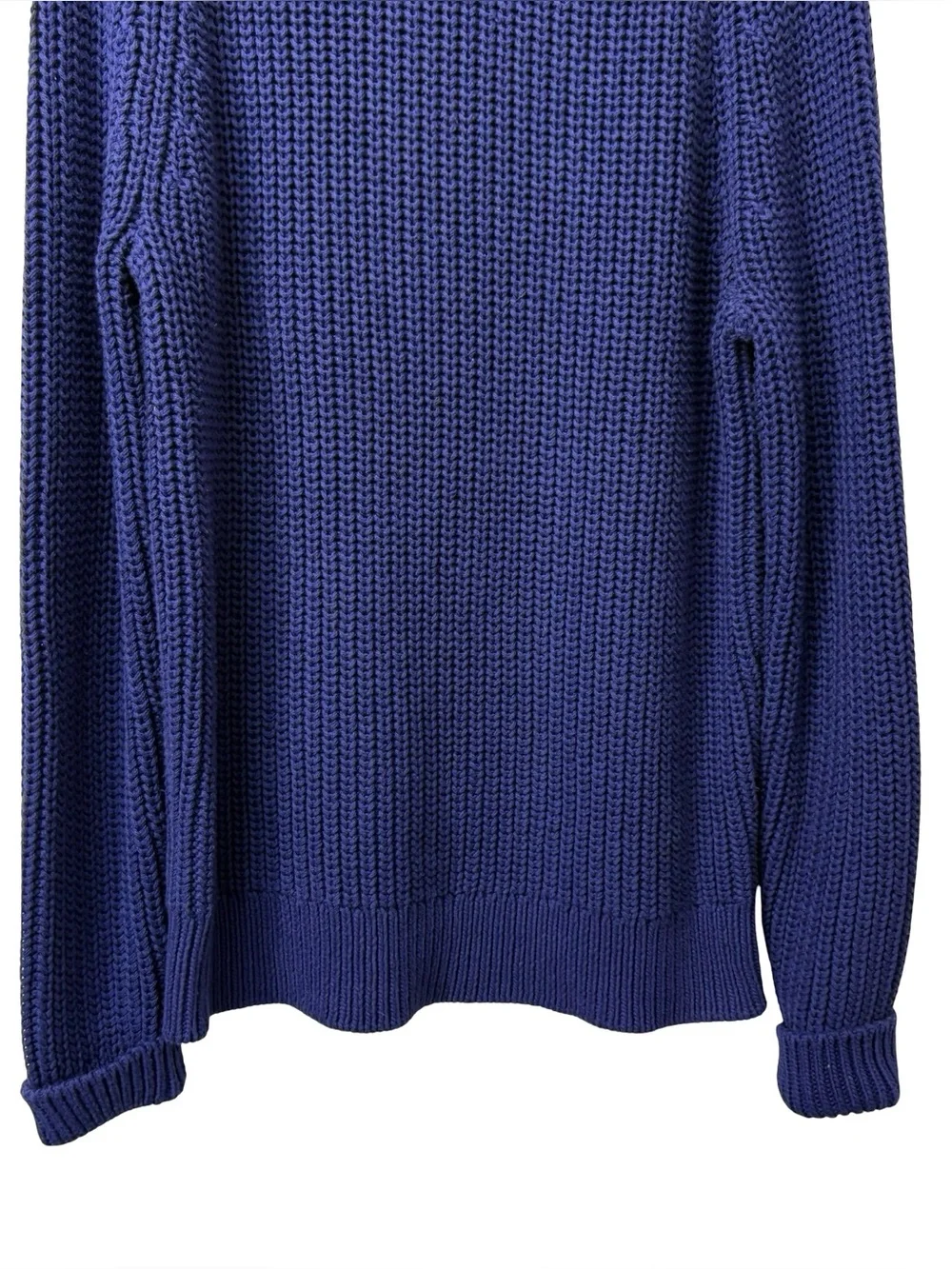 J.Crew men's shaker-stitch chunky fisherman crewneck sweater indigo blue Size M